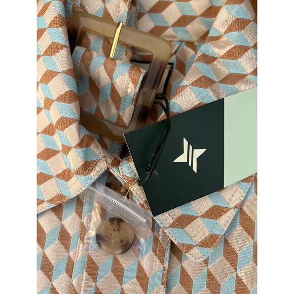 TUCKERNUCK Blue Brown Geo Ocean Spray Sleeveless Cheyenne NWT Size XXS - Picture 12 of 12